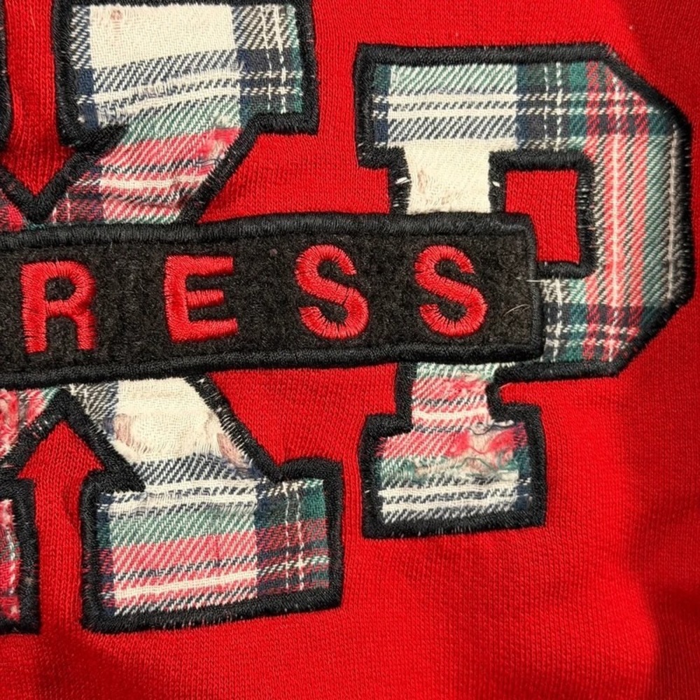 Express Sweatshirt EXP Plaid Patch Logo Pullover Red XL Taiwan R.O.C. - Picture 7 of 10